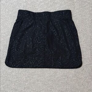 Orvis Black Mini Skirt with Subtle Floral Jacquard
